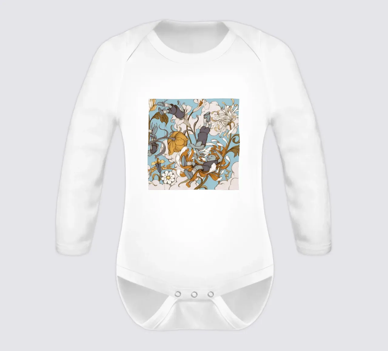 James Jean The Flower Kids long-sleeve baby romper by Kunzeworld