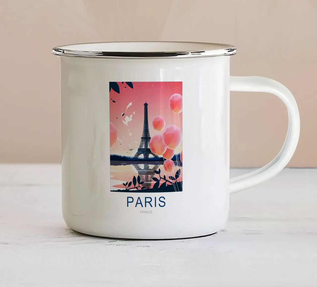Stampa di viaggio su Parigi - Torre Eiffel tazza in smalto da Liliestudio