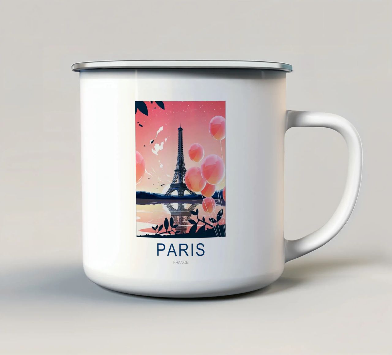 Stampa di viaggio su Parigi - Torre Eiffel tazza in smalto da Liliestudio