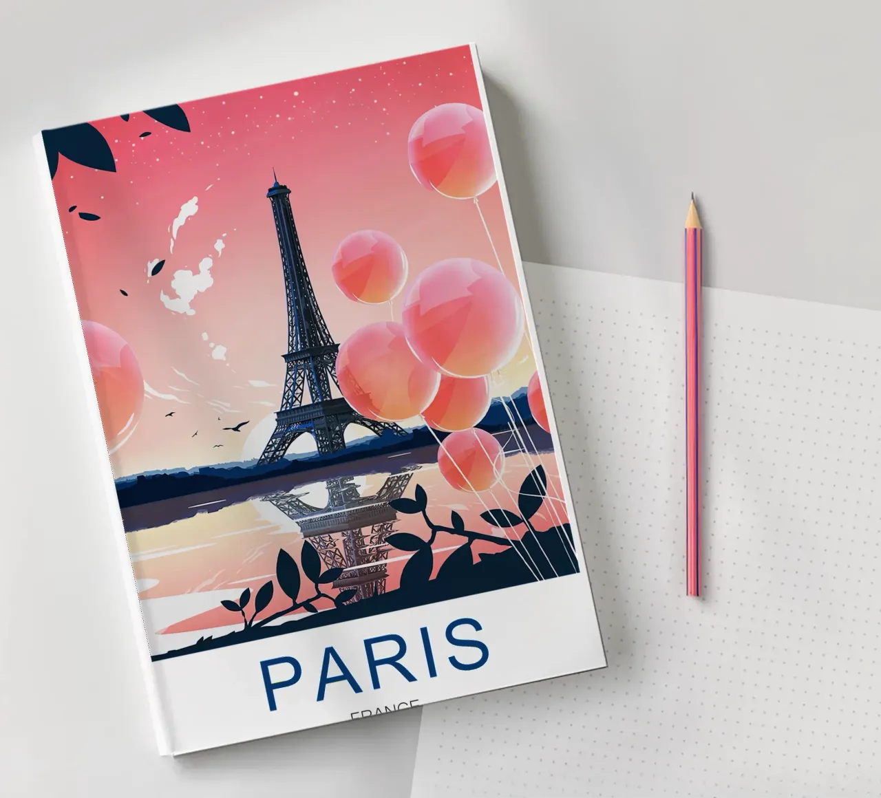 Paris travel print - Eiffel Tower notebook by Liliestudio