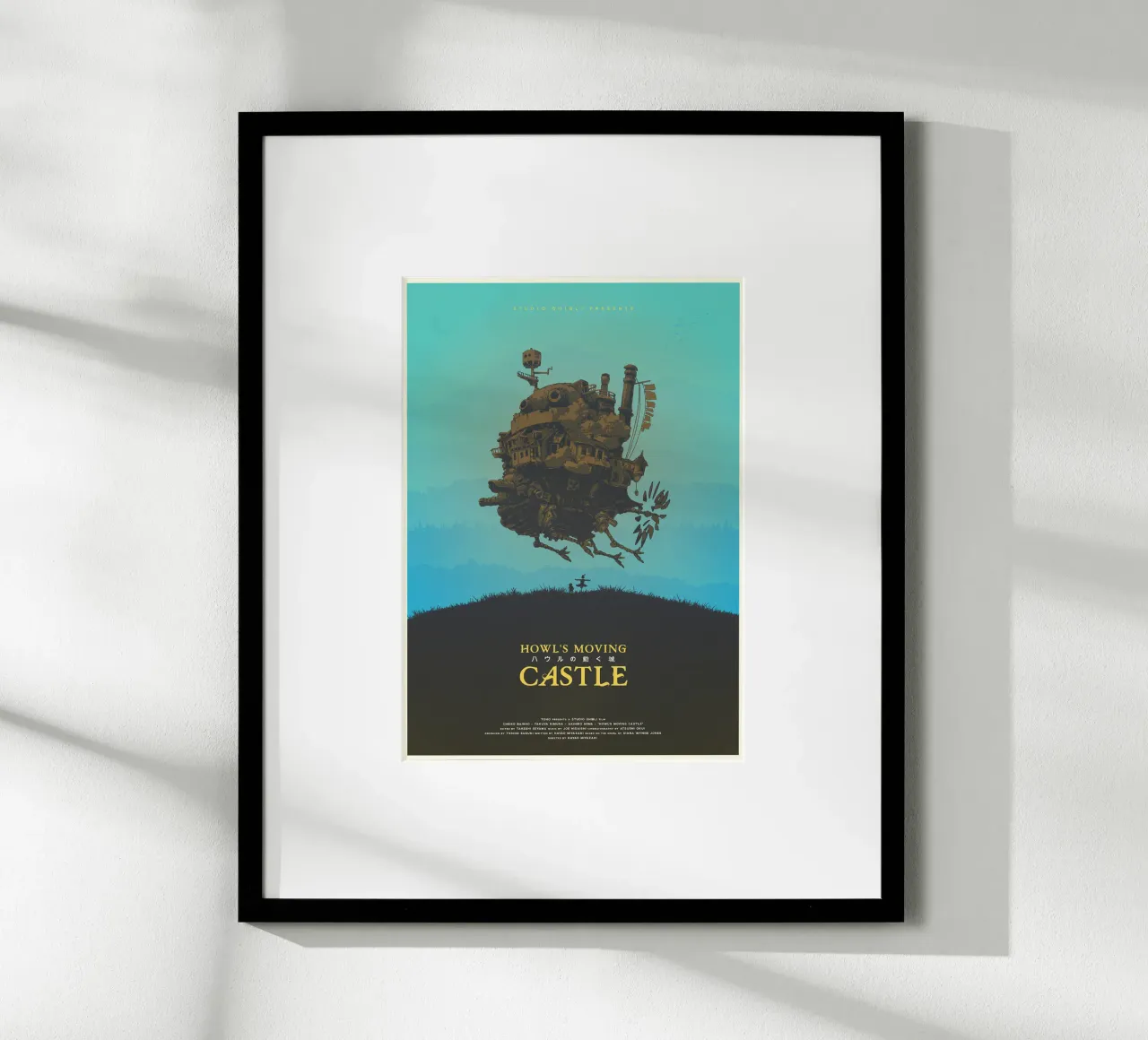 Howl’s Moving Castle poster con telaio in legno da Attaboy Dsgn