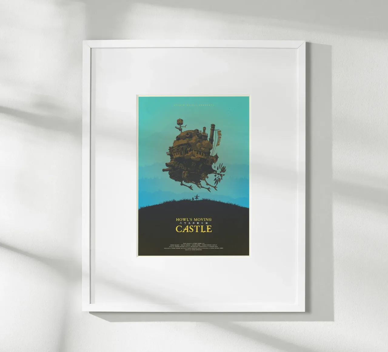 Howl’s Moving Castle poster con telaio in legno da Attaboy Dsgn