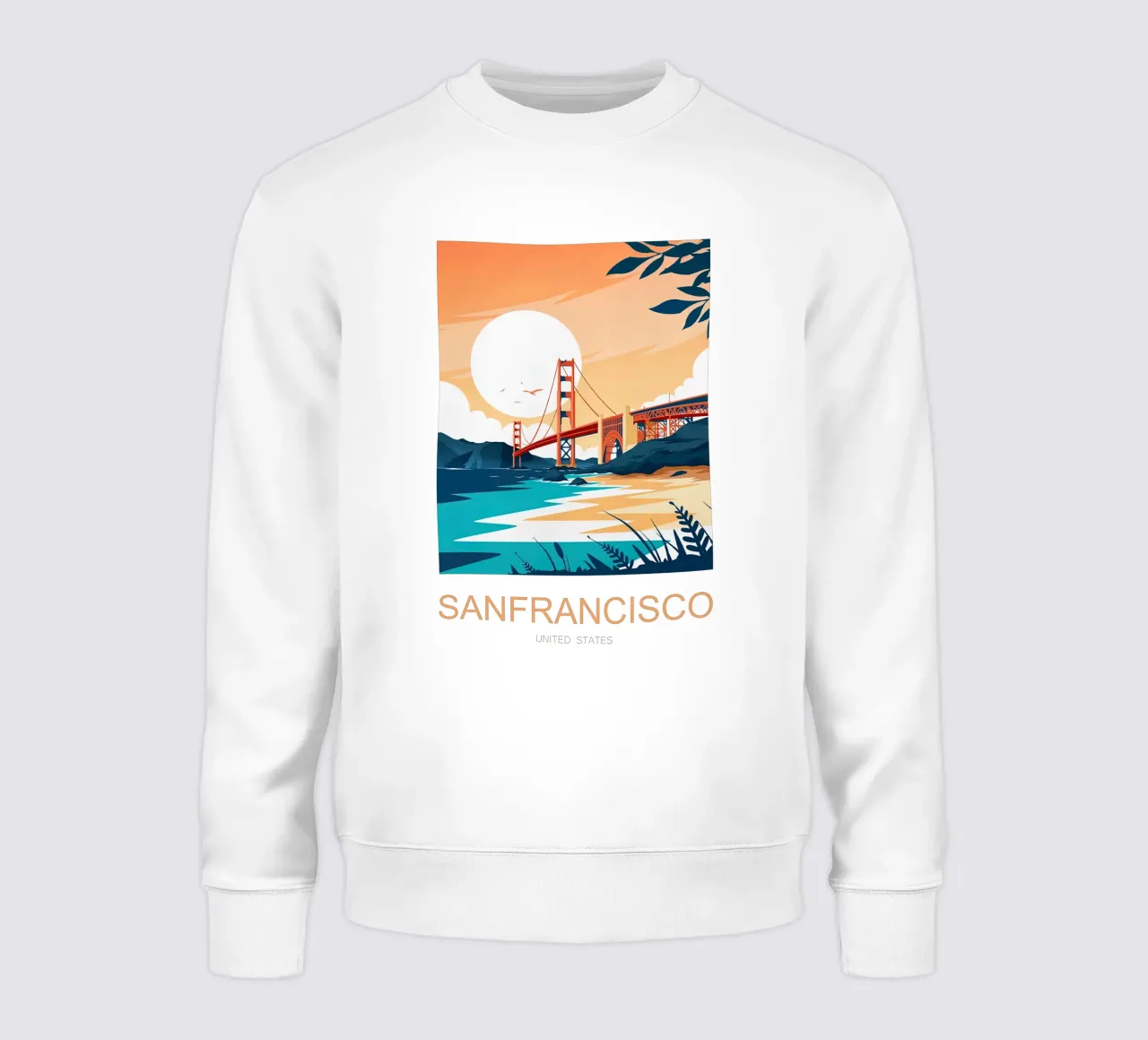 Stampa turistica serale di San Francisco - Golden Gate Bridge felpa da Liliestudio