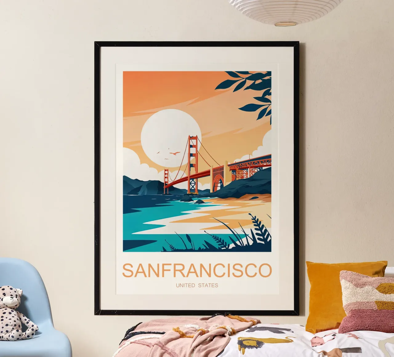 Stampa turistica serale di San Francisco - Golden Gate Bridge carta hahnemühle da Liliestudio