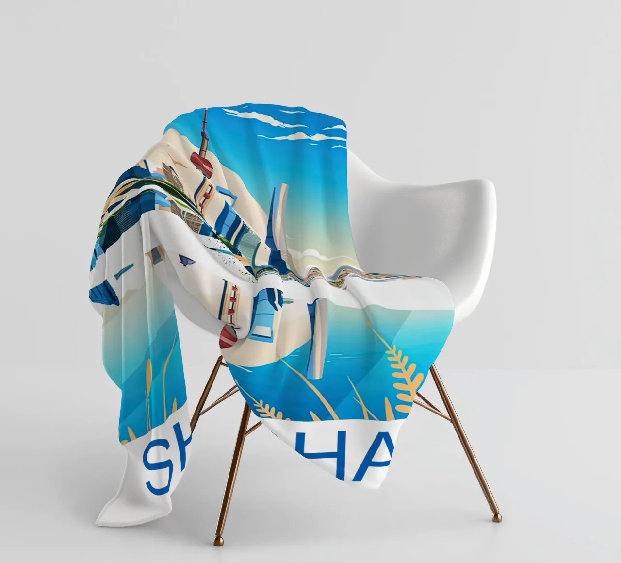 Stampa di viaggio su Shanghai - Cina coperta in pile da Liliestudio
