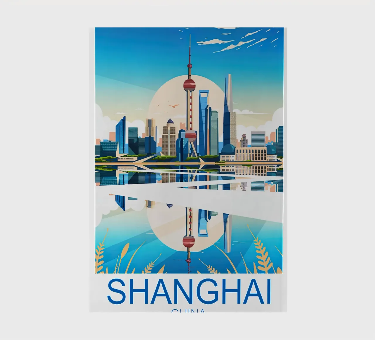 Shanghai travel print - China notebook by Liliestudio