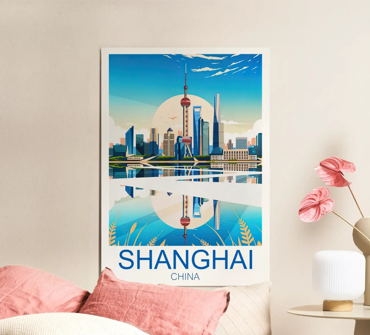 Stampa di viaggio su Shanghai - Cina poster da Liliestudio