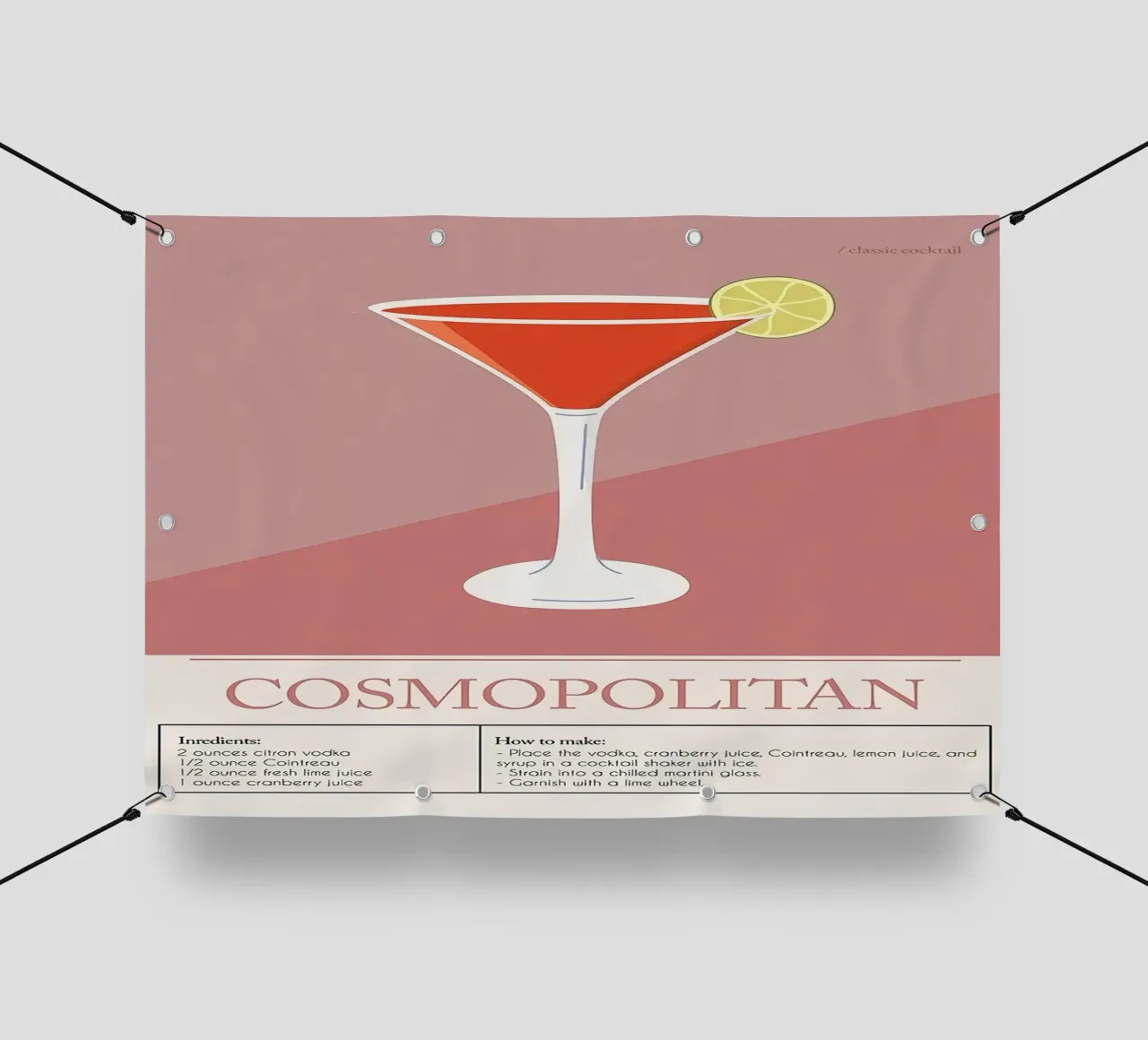 Cocktail Cosmopolitan telo in pvc da Mildred Store