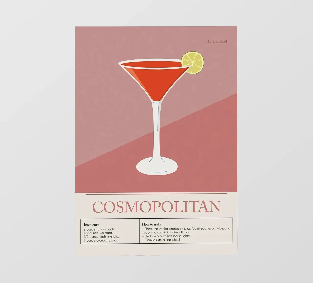 Cocktail Cosmopolitan telo in pvc da Mildred Store