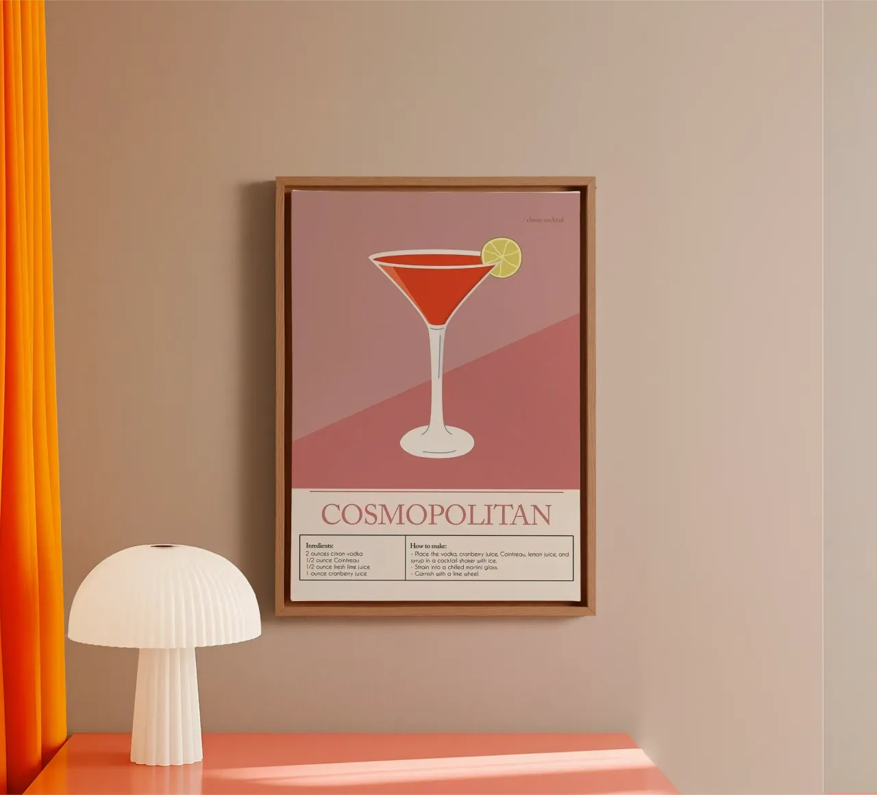 Cocktail Cosmopolitan tela con Cornice a cassetta da Mildred Store