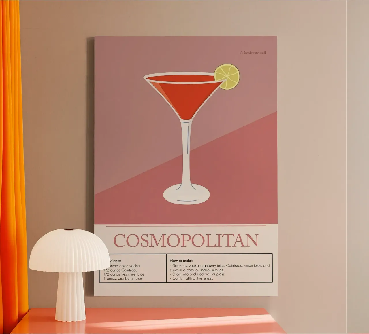 Cocktail Cosmopolitan tela con Cornice a cassetta da Mildred Store