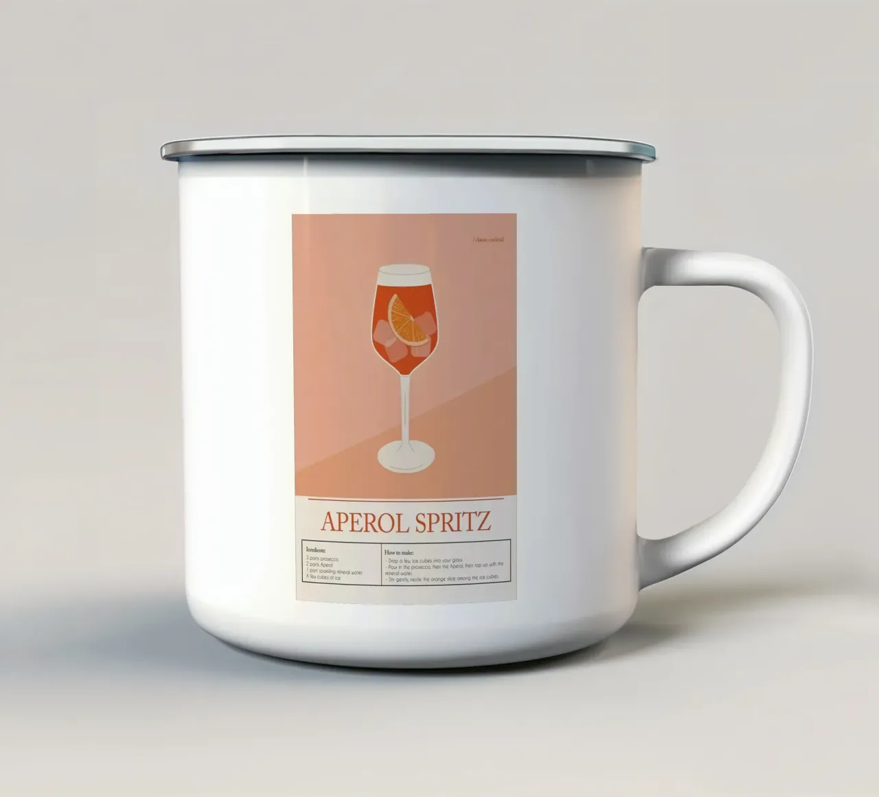 Aperol Spritz Cocktail tazza in smalto da Mildred Store