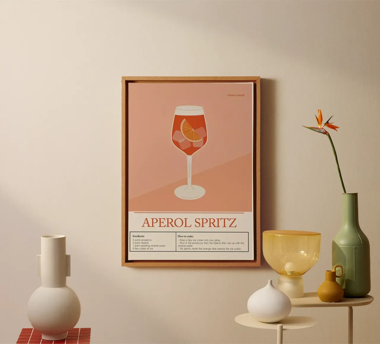 Aperol Spritz Cocktail tela con Cornice a cassetta da Mildred Store