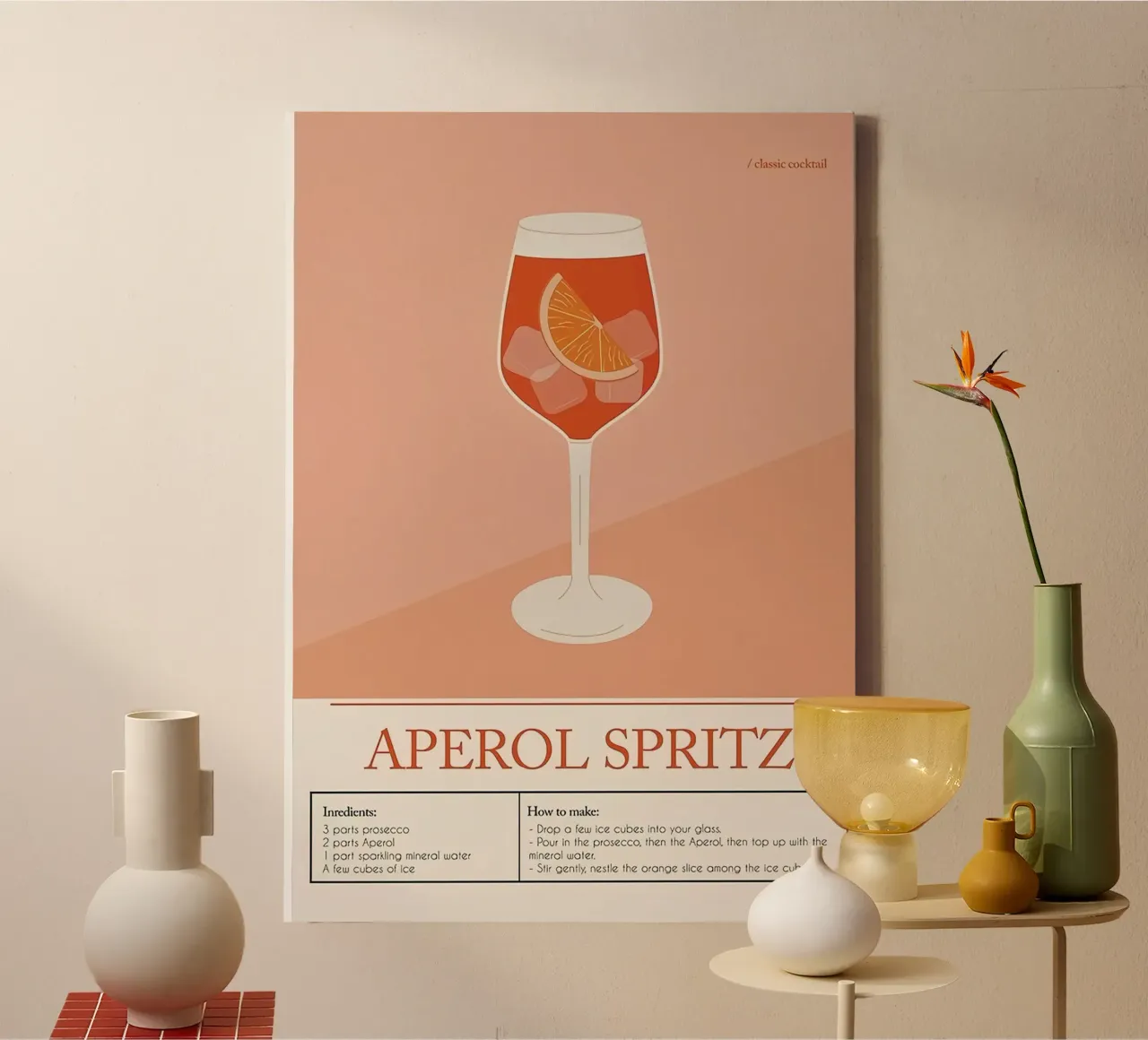 Aperol Spritz Cocktail tela con Cornice a cassetta da Mildred Store