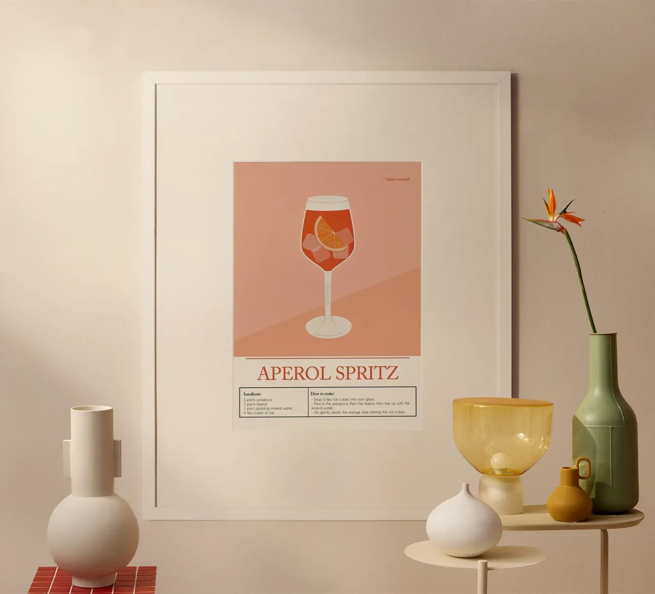 Aperol Spritz Cocktail poster con telaio in legno da Mildred Store