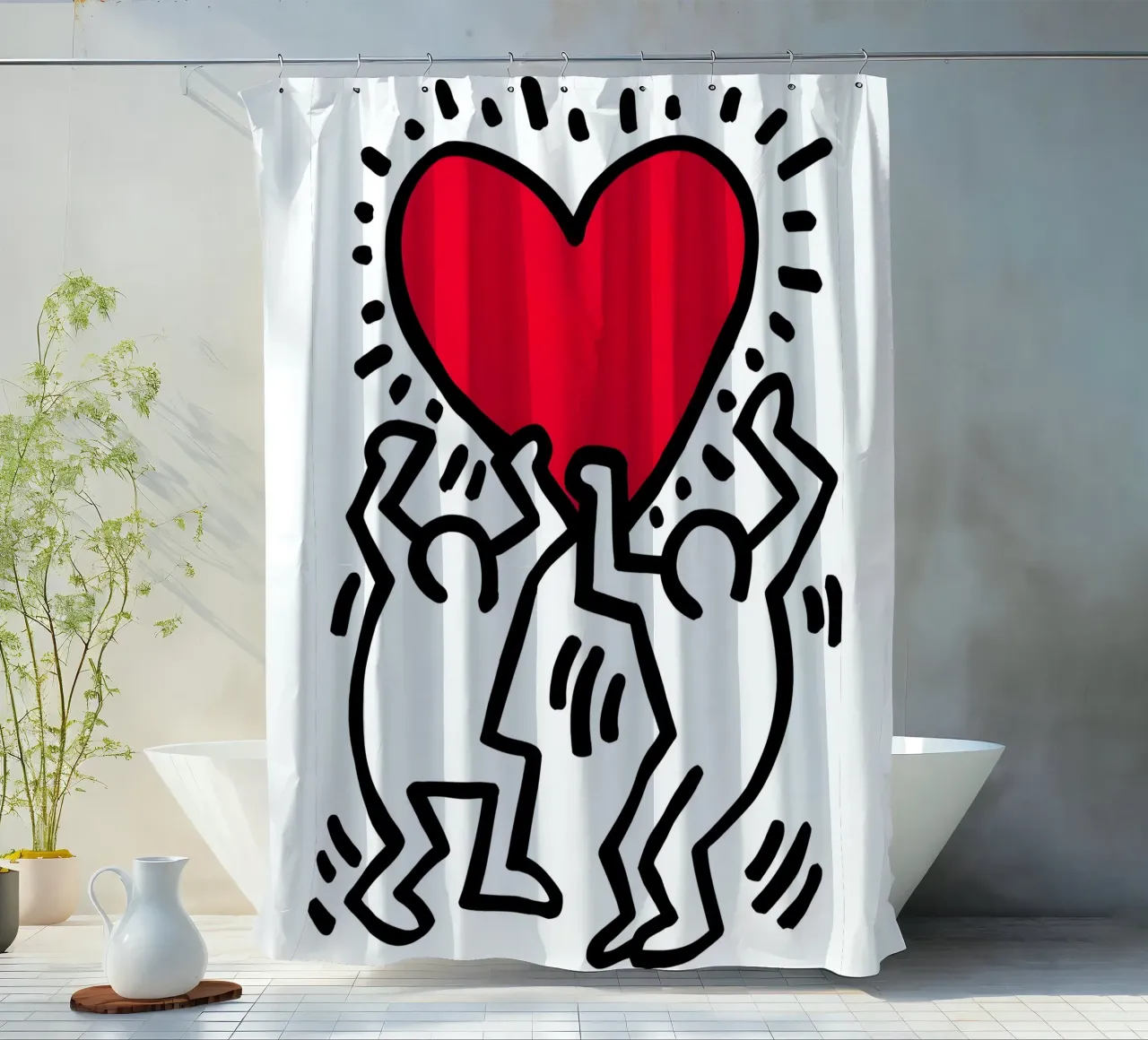 KH - Love shower curtain by SRI WEDARI GALLERY