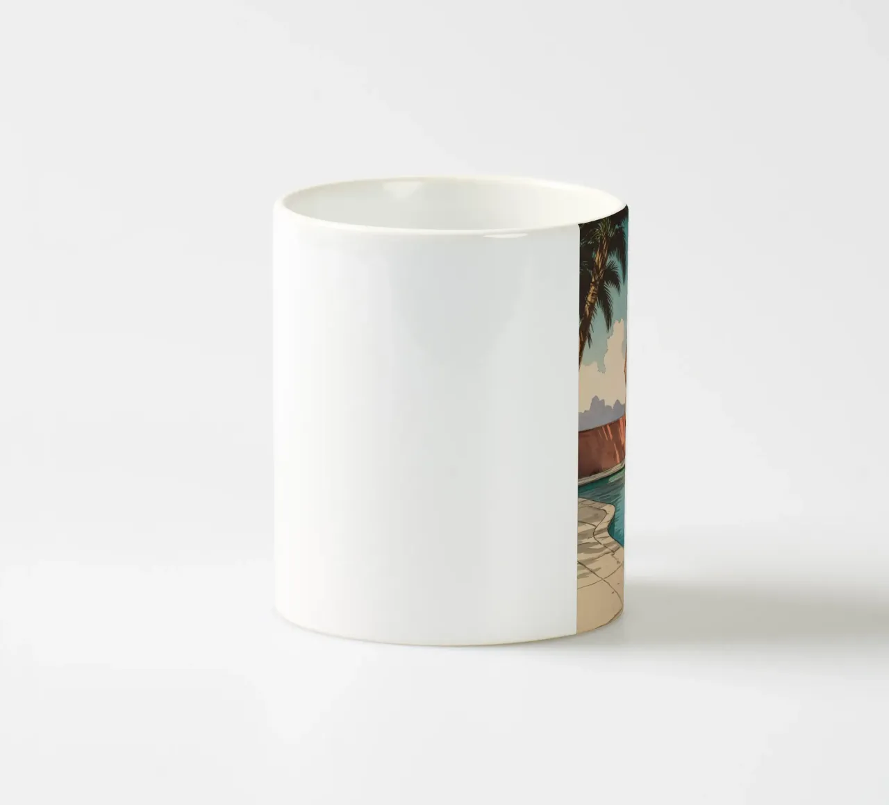 Retro Glamour by the Pool Vintage Pinup Illustration tazza in ceramica da Hecate Pim Designs