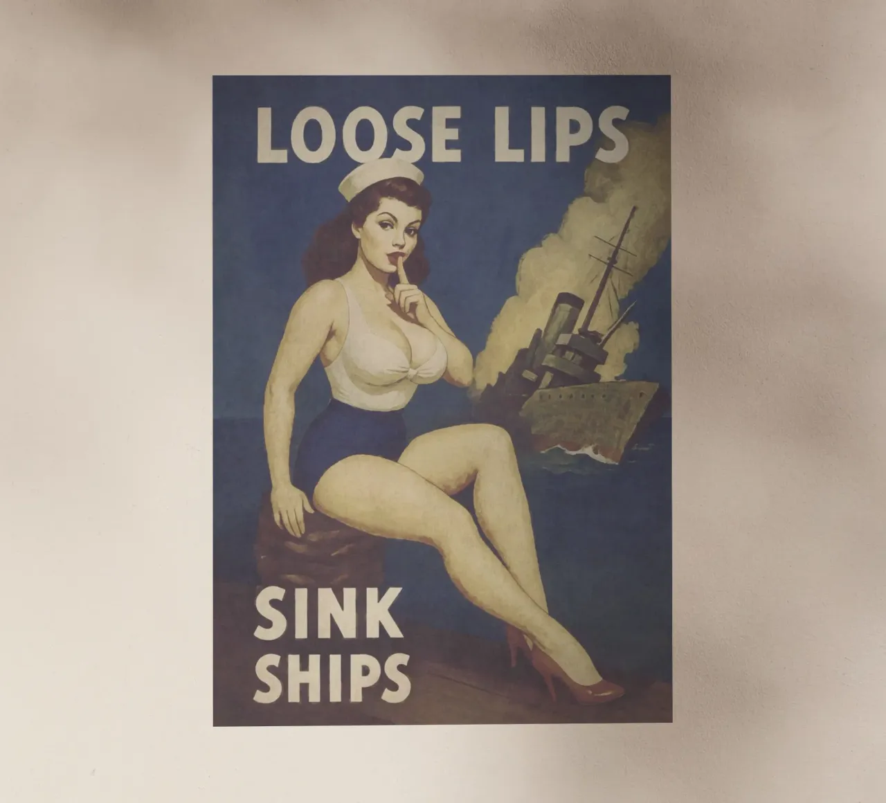 Le labbra sciolte affondano le navi, poster pinup d'epoca pellicola backlit da Hecate Pim Designs