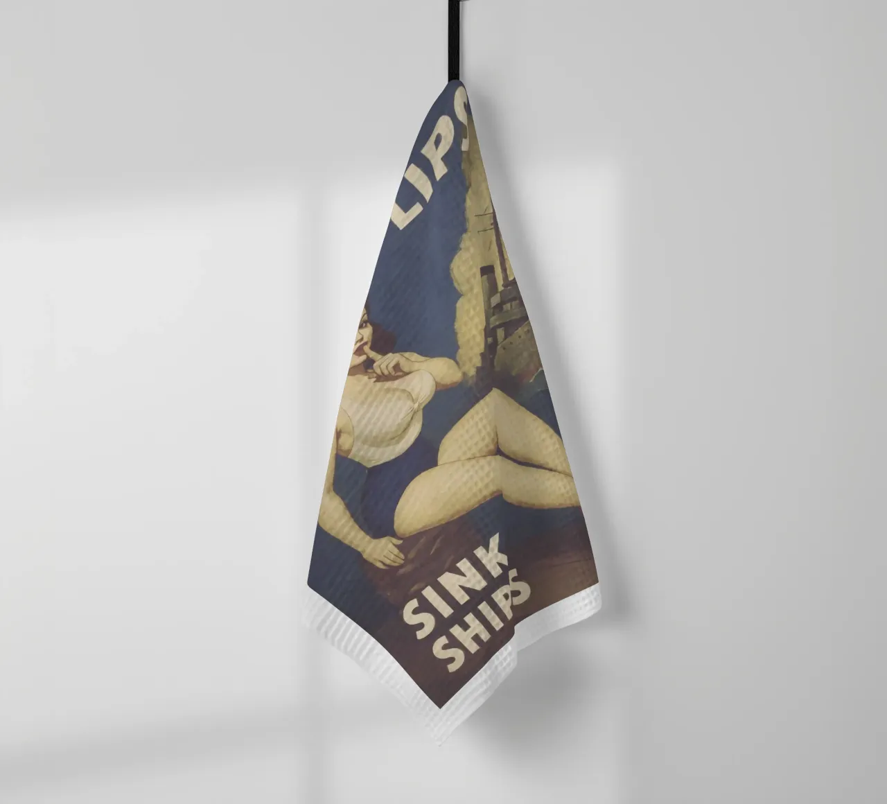 Le labbra sciolte affondano le navi, poster pinup d'epoca canovaccio da cucina da Hecate Pim Designs