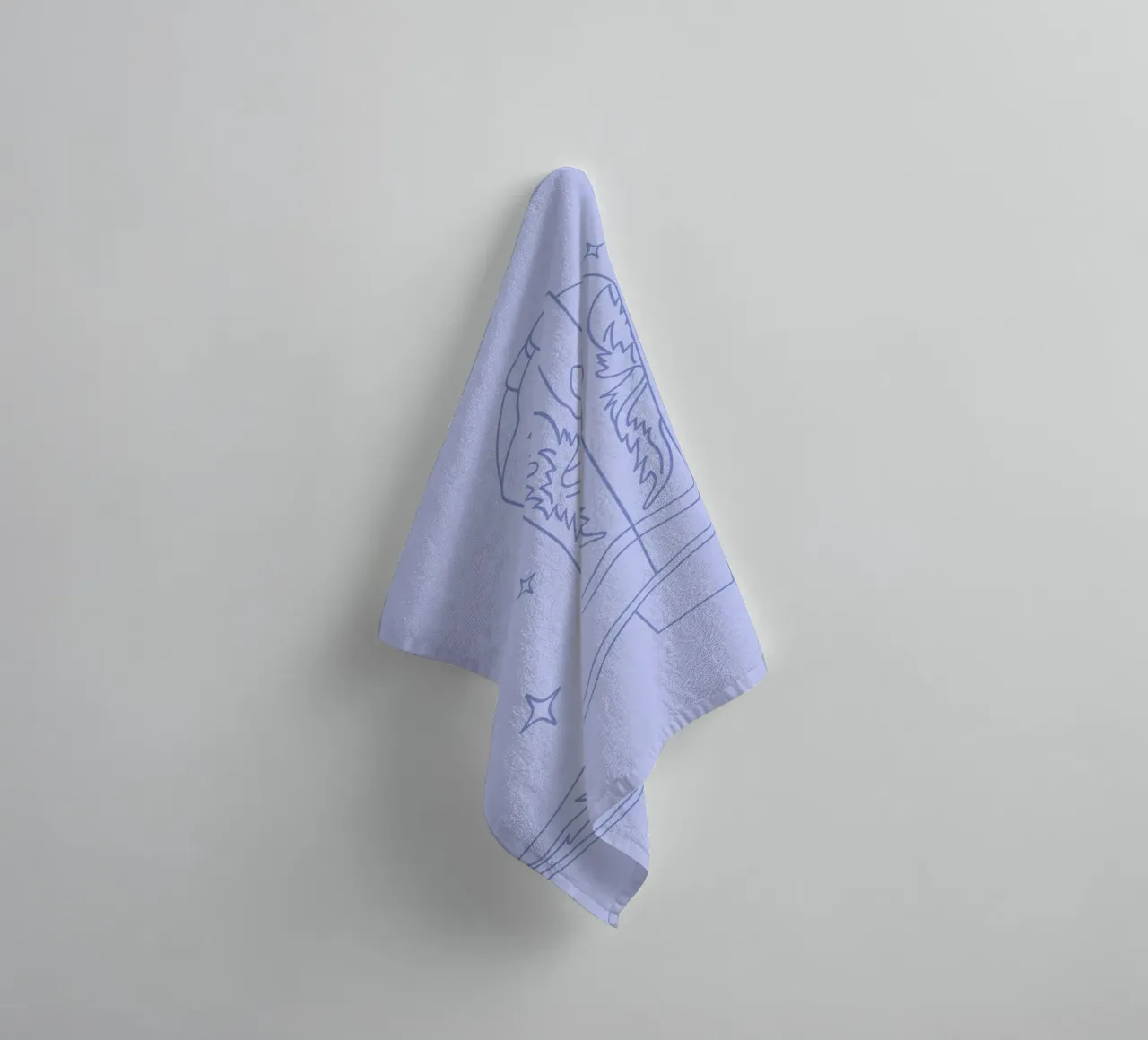 Minimalist Western Cowboy Boot Illustration in Blue towel by pdigitalprints