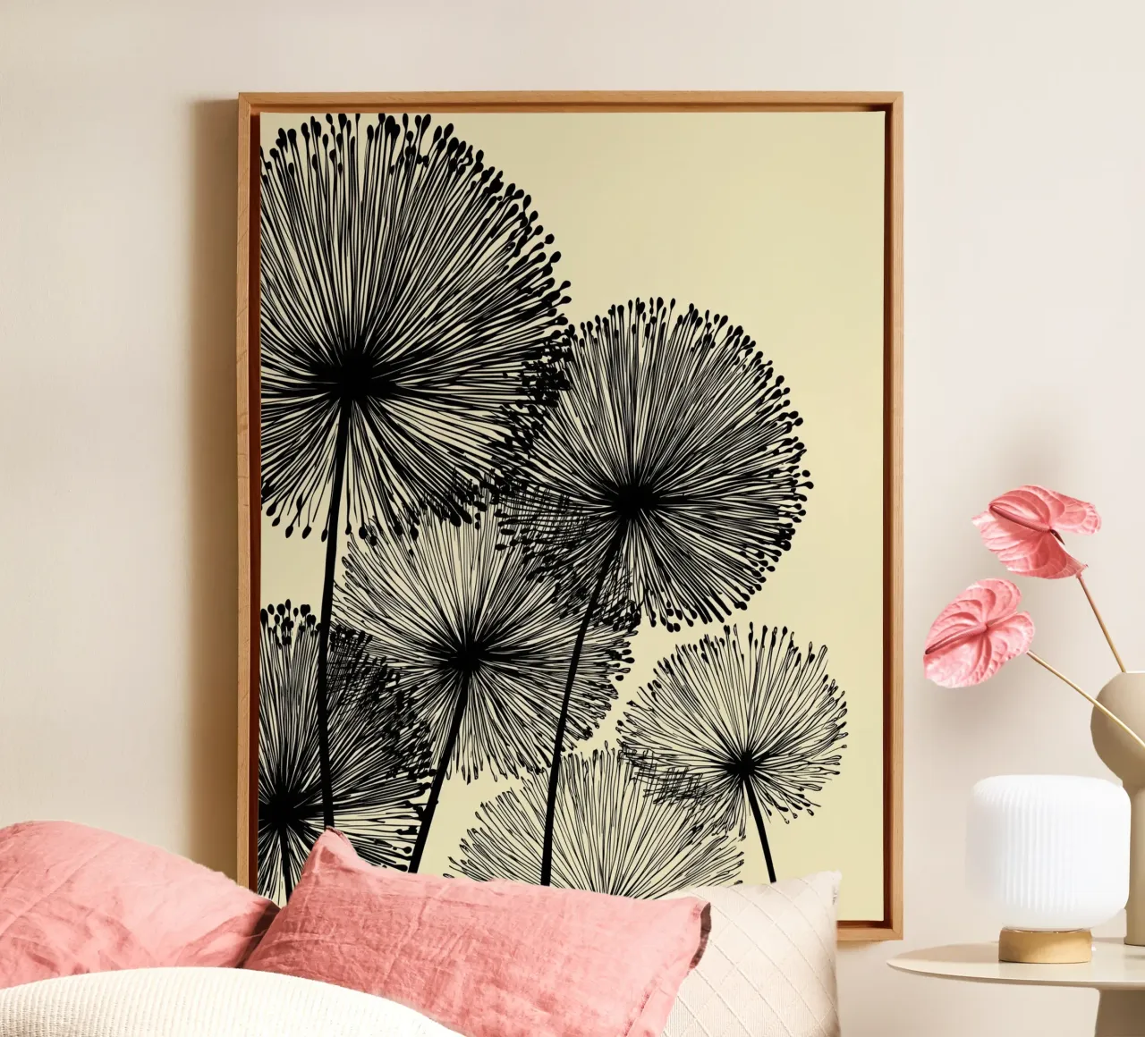 Allium bollen canvas met Baklijst van Imagine