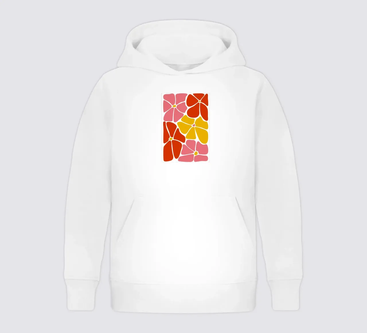 Abstrait floral rétro audacieux en rouge, rose et jaune sweat à capuche enfant de pdigitalprints