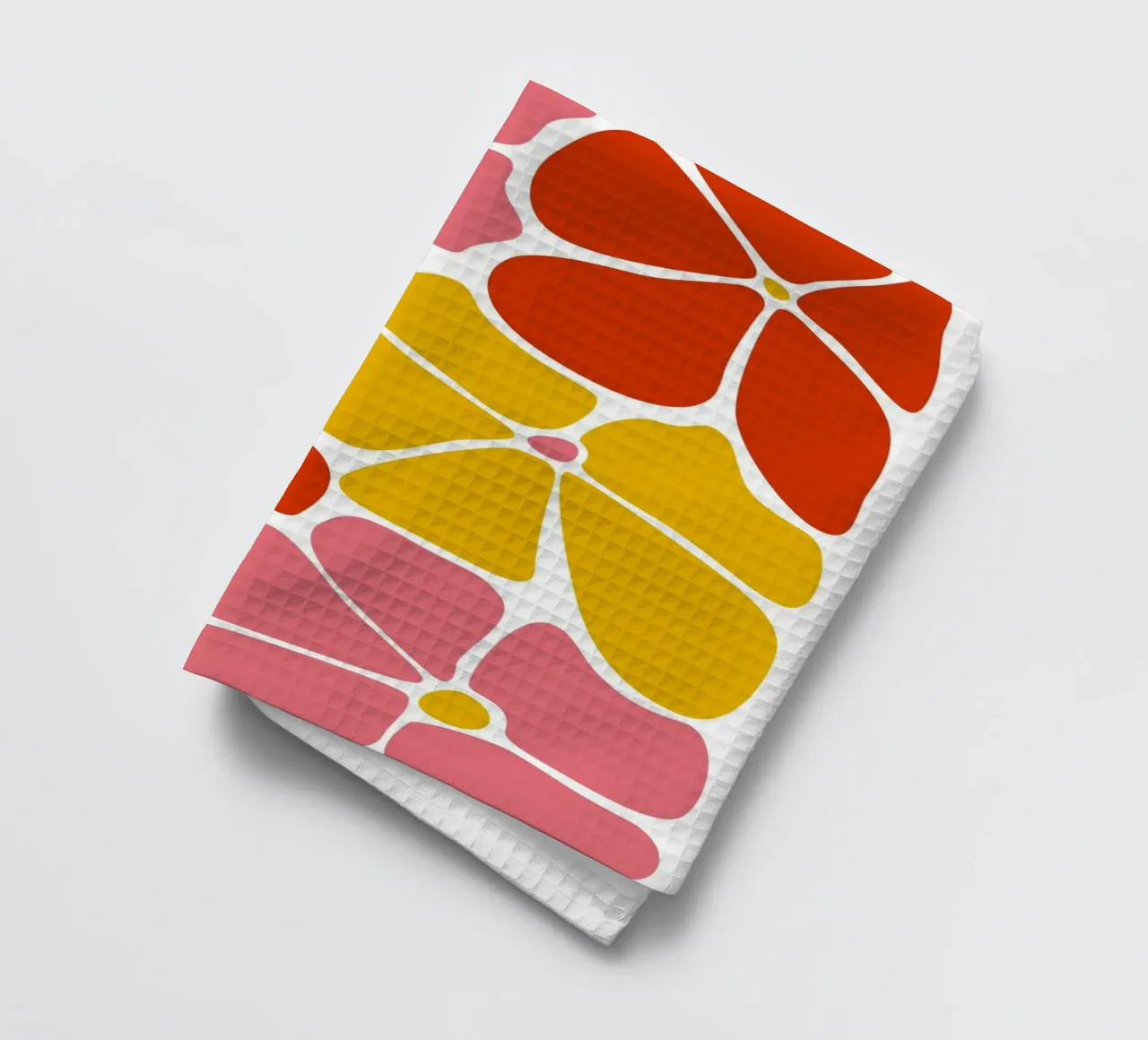 Audace astratto floreale retrò in rosso, rosa e giallo canovaccio da cucina da pdigitalprints