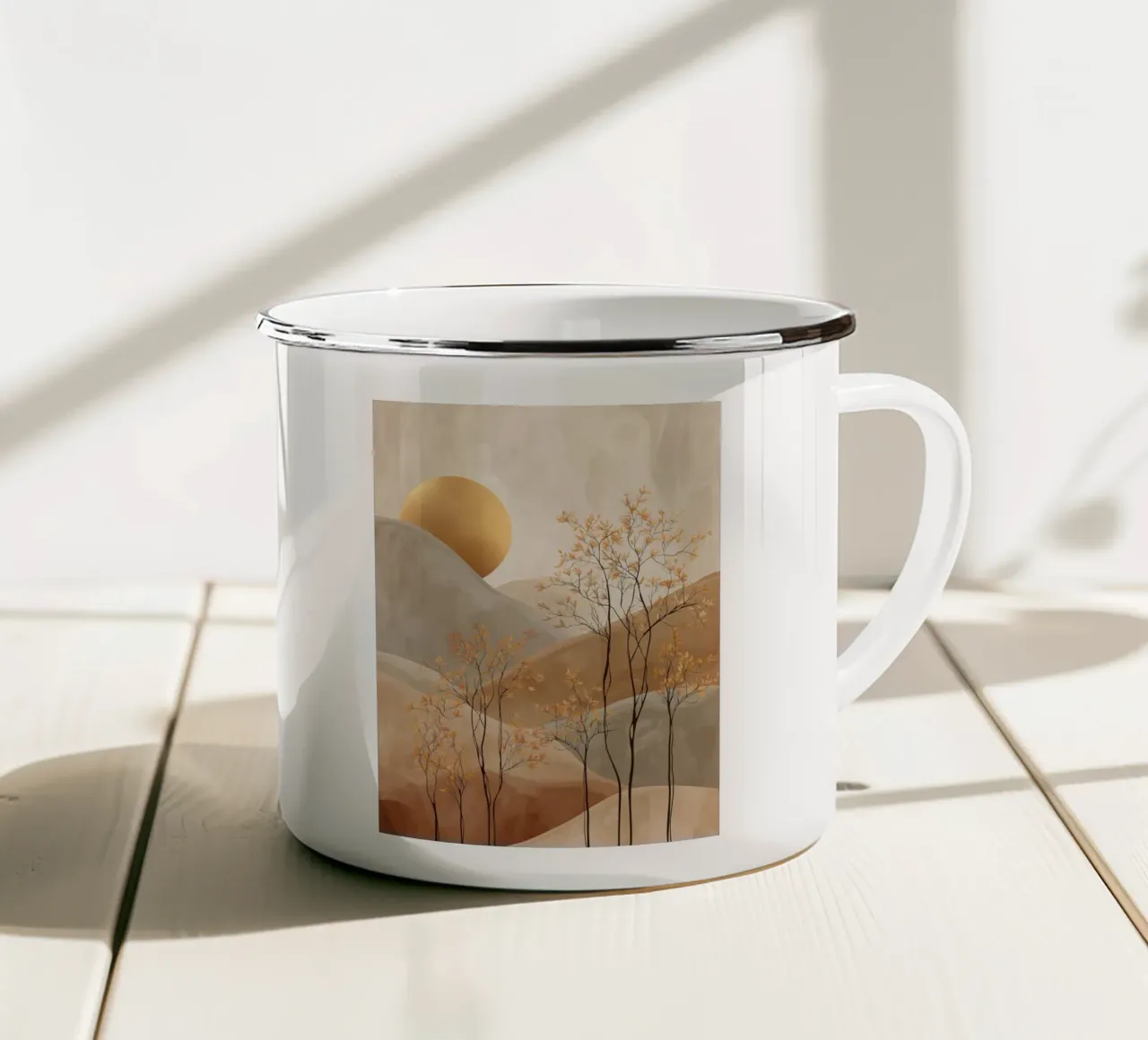 Tramonto in Giappone tazza in smalto da Imagine