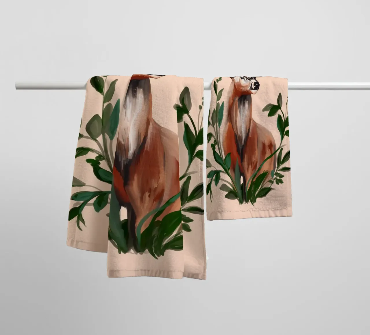 Deer with antlers oil painting illustration towel by mysteriouscoco