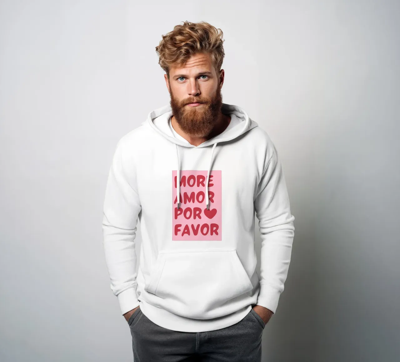 Verspielte "More Amor Por Favor"-Typografie in Pink und Rot Hoodie von pdigitalprints