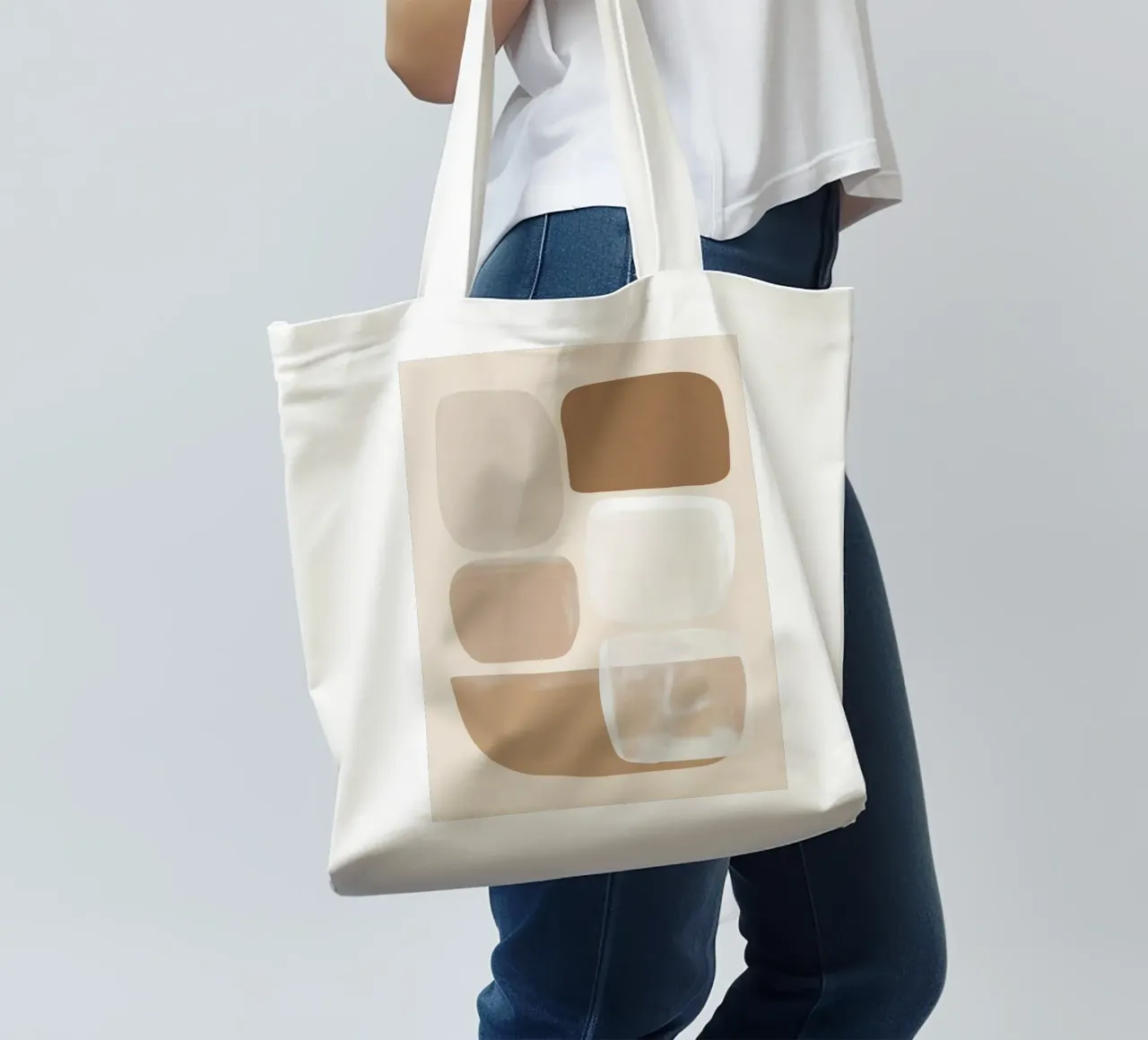 Abstract in sand colours tote bag by Imagine