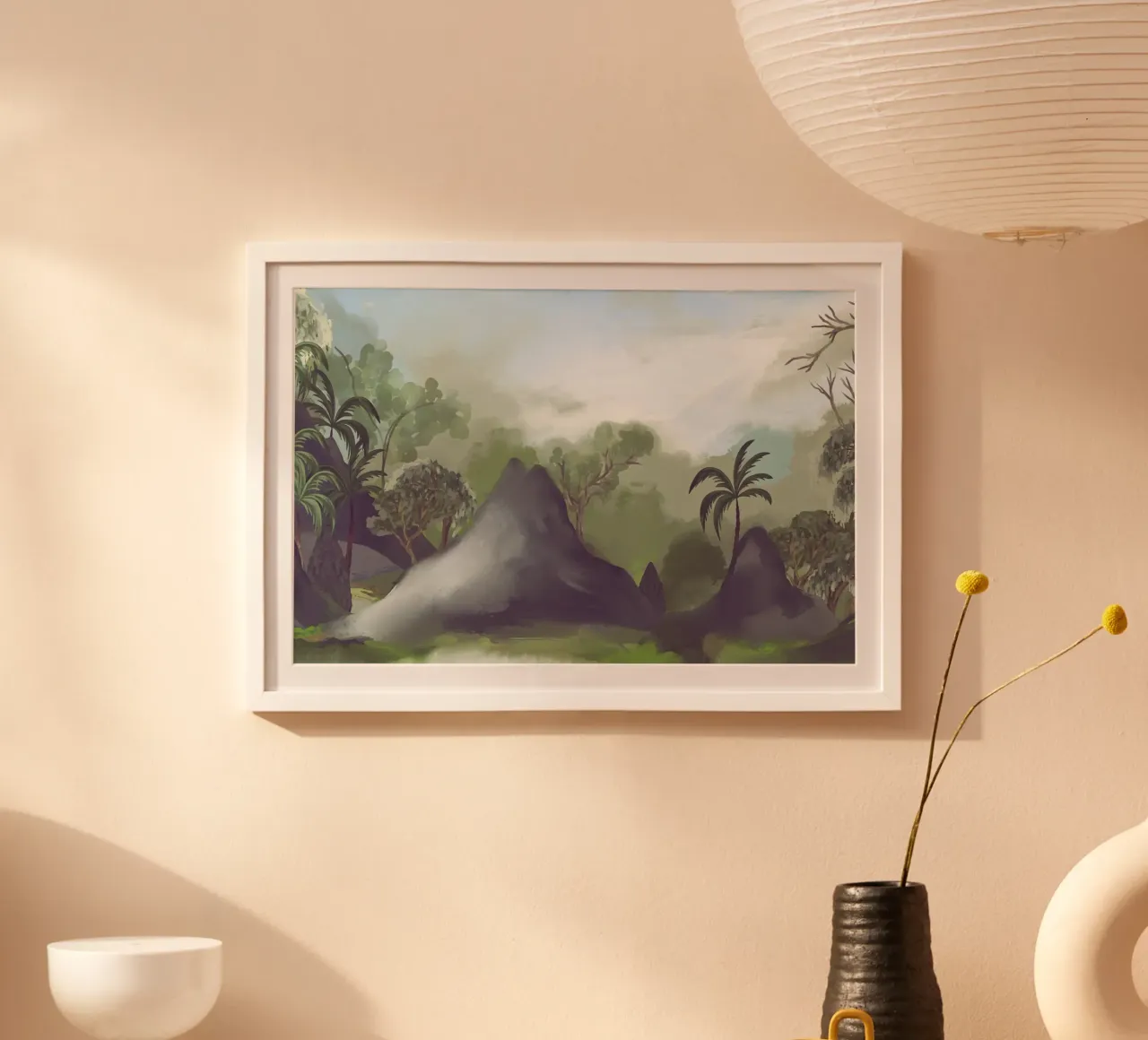 Tropical Paradise jungle Hawaiian style oil painting poster con telaio in plastica da mysteriouscoco