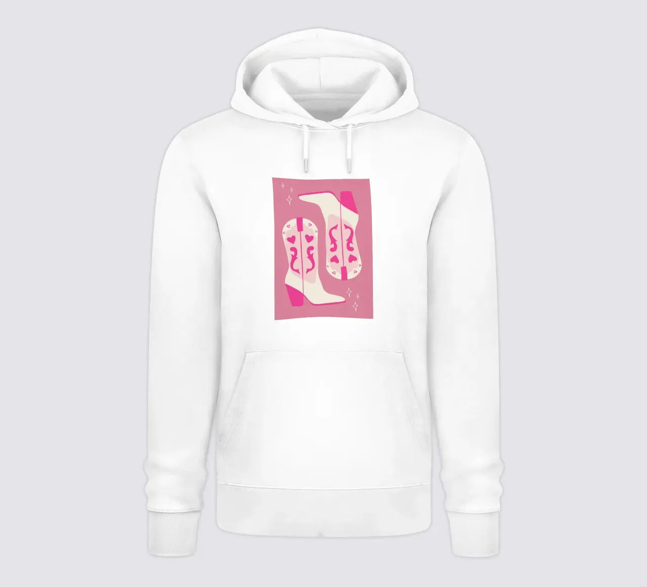 Pink Western Cowgirl Boots Illustration with Hearts hoodie by pdigitalprints