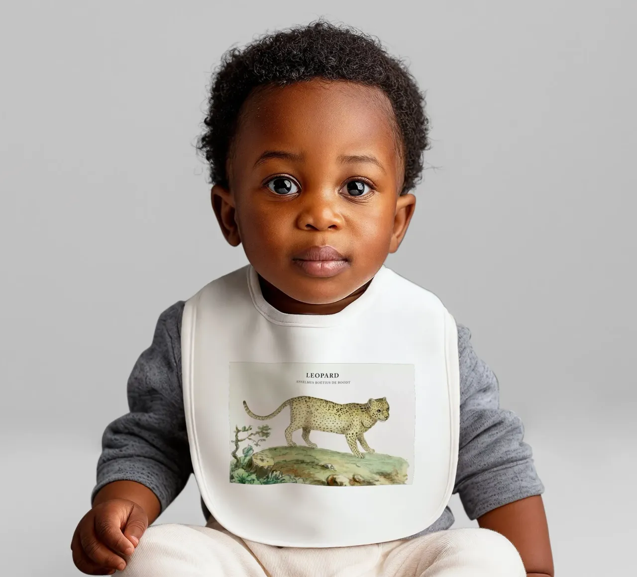 Anselmus Boëtius de Boodt - Leopard baby bib by Vintage by JUNIQE