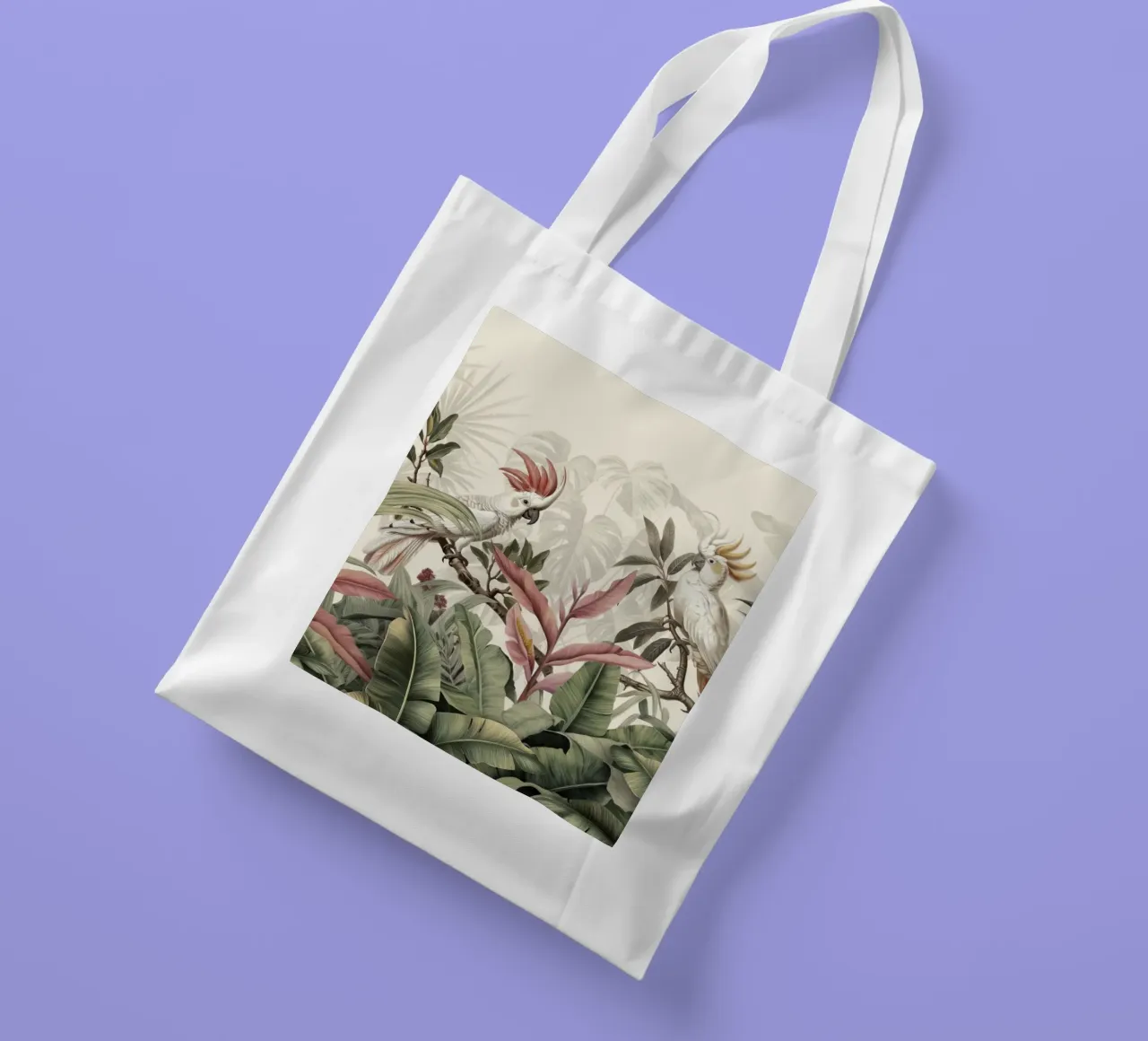 Tropical Cockatoo Birds Forgotten Paradise tote bag by Andrea Haase Vintage World