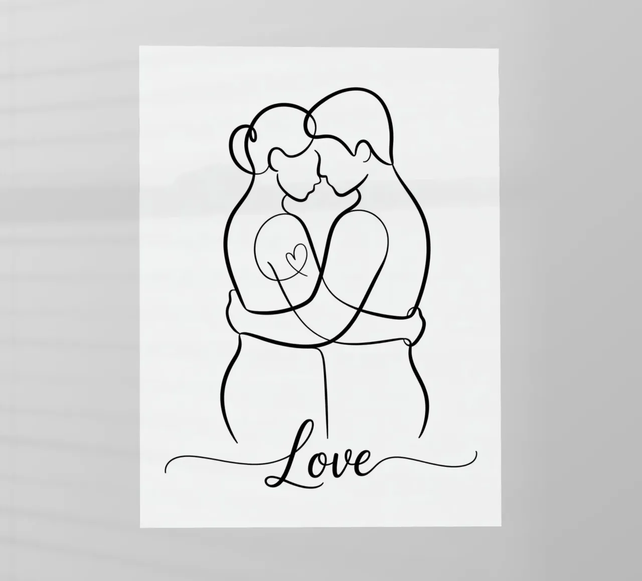 Linea d'amore - Stampa d'arte minimalista di coppia in un colpo solo pellicola backlit da logic