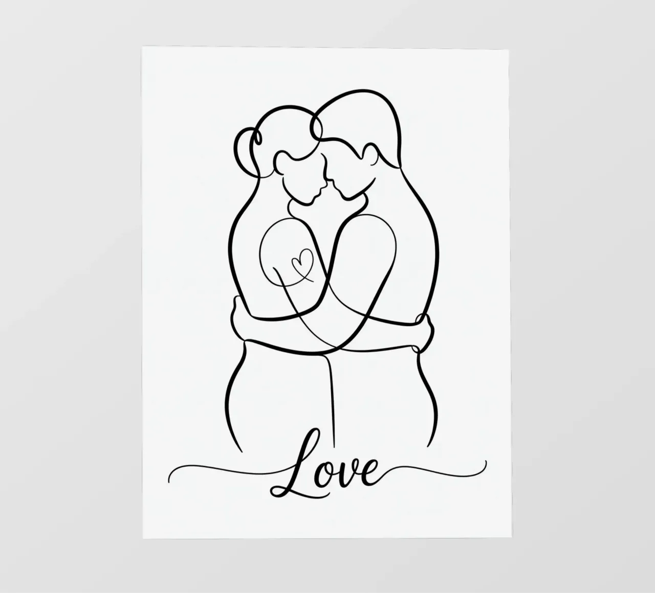 Linea d'amore - Stampa d'arte minimalista di coppia in un colpo solo pellicola backlit da logic
