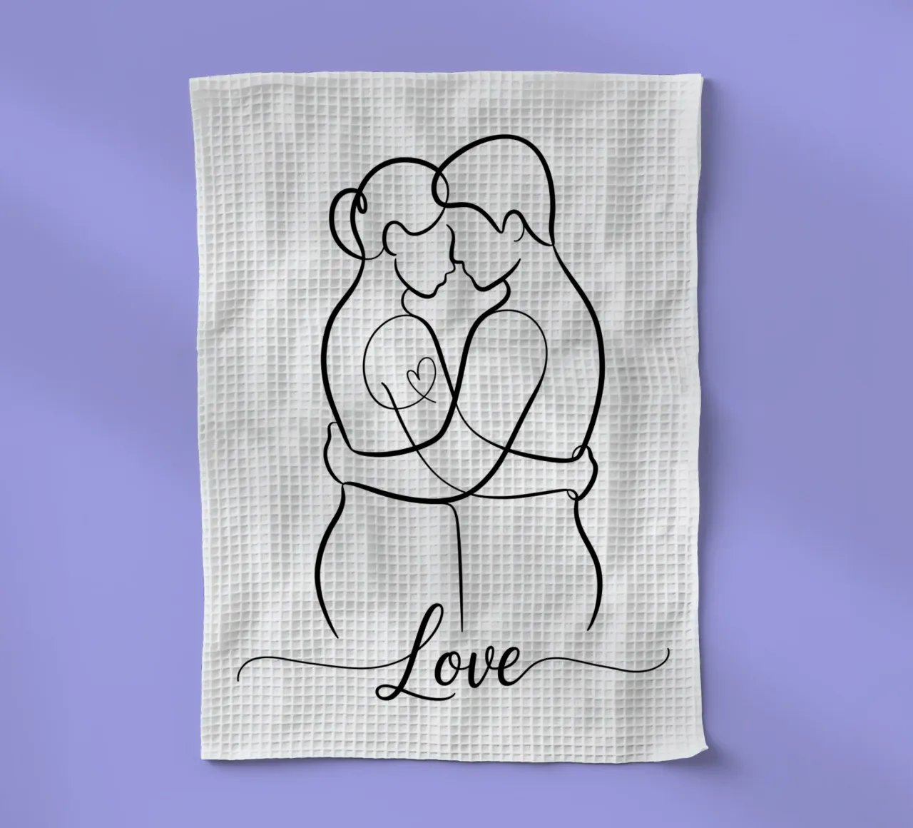 Ligne d'amour - Impression d'art minimaliste sur un couple en un coup de pinceau torchon de logic