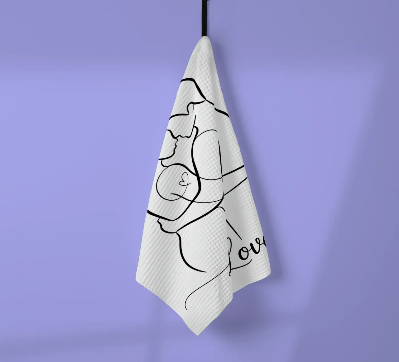 Ligne d'amour - Impression d'art minimaliste sur un couple en un coup de pinceau torchon de logic