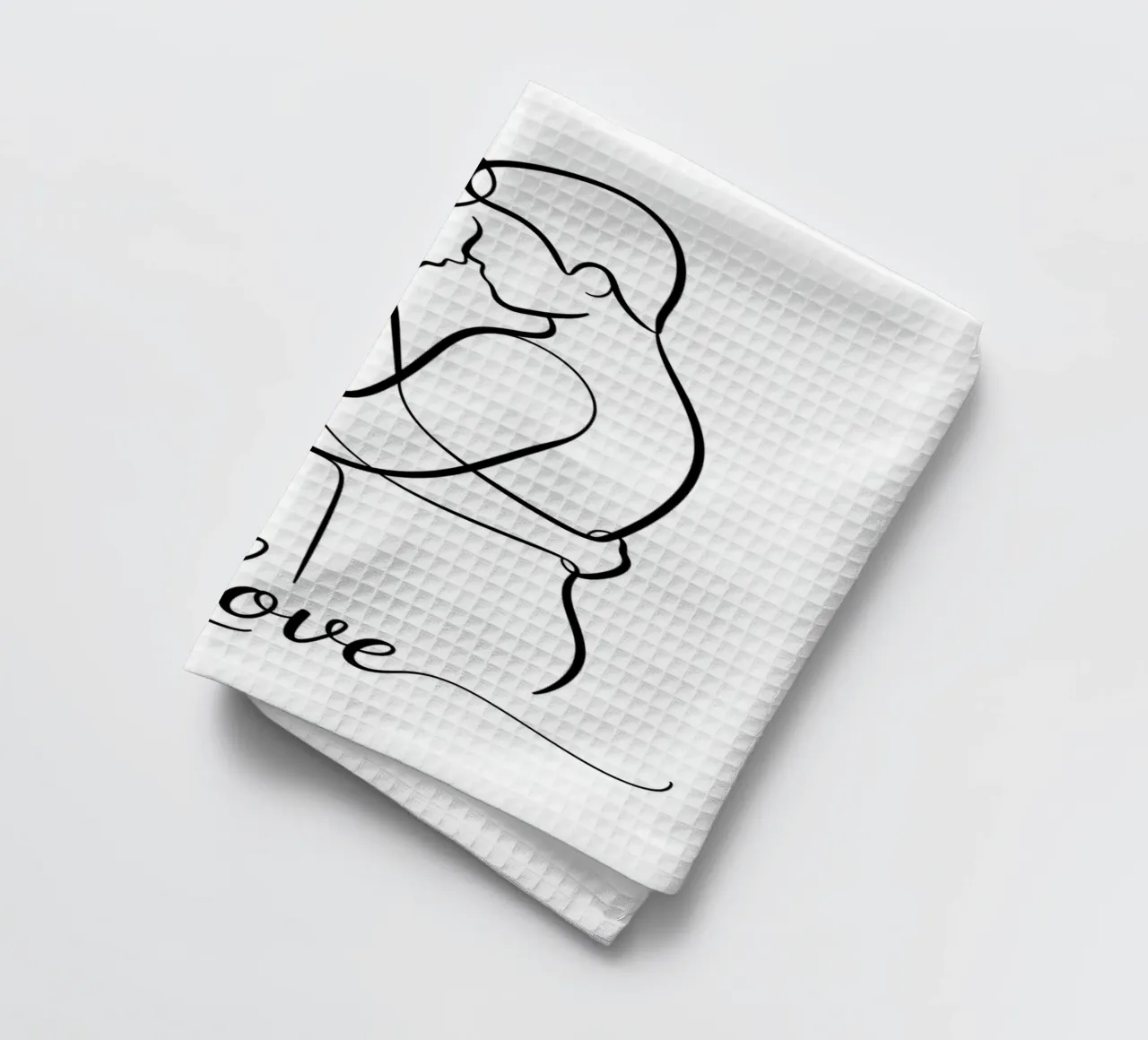 Ligne d'amour - Impression d'art minimaliste sur un couple en un coup de pinceau torchon de logic