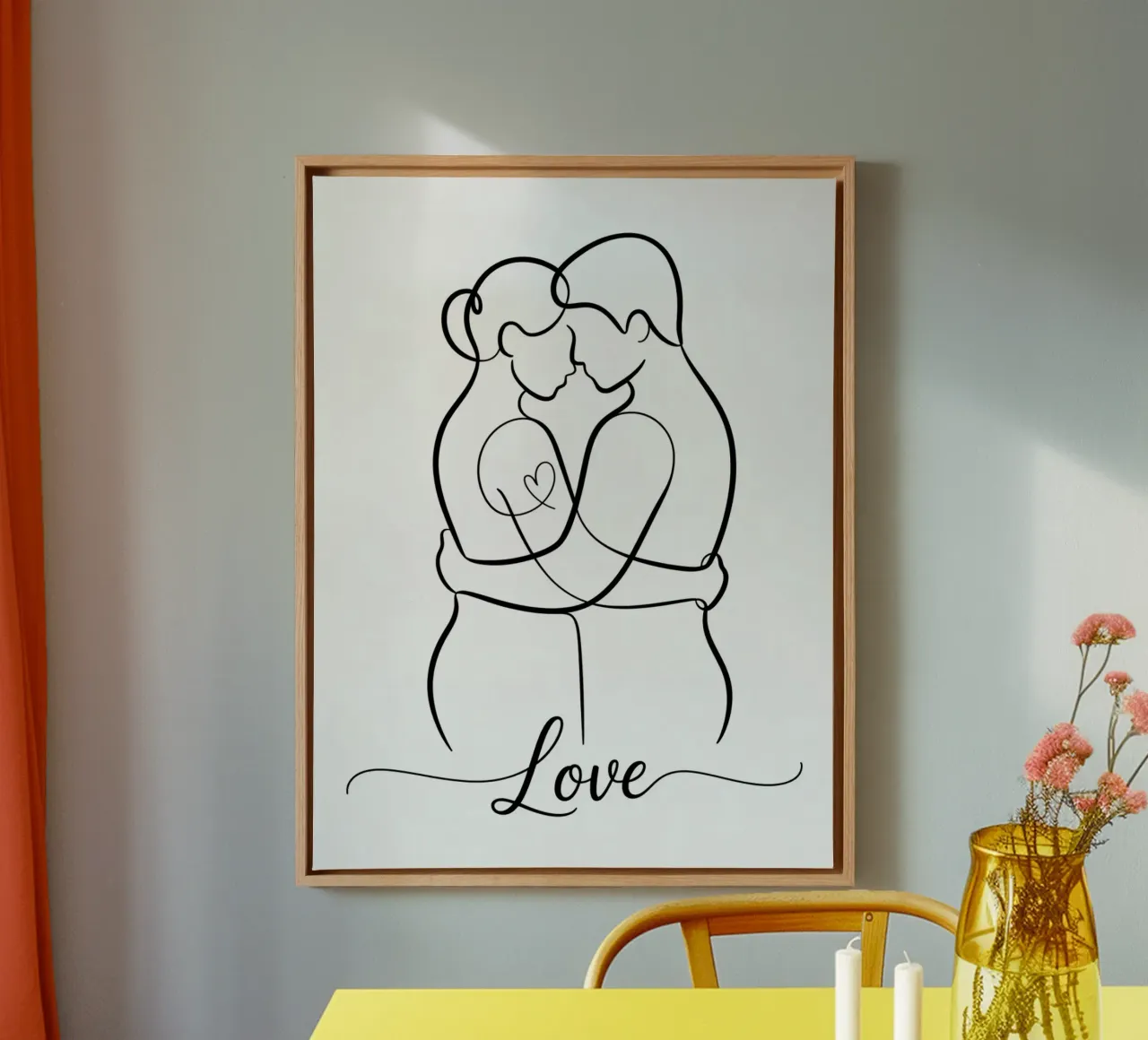 Love Line – Minimalist Couple Art Print in One Stroke canvas by logic