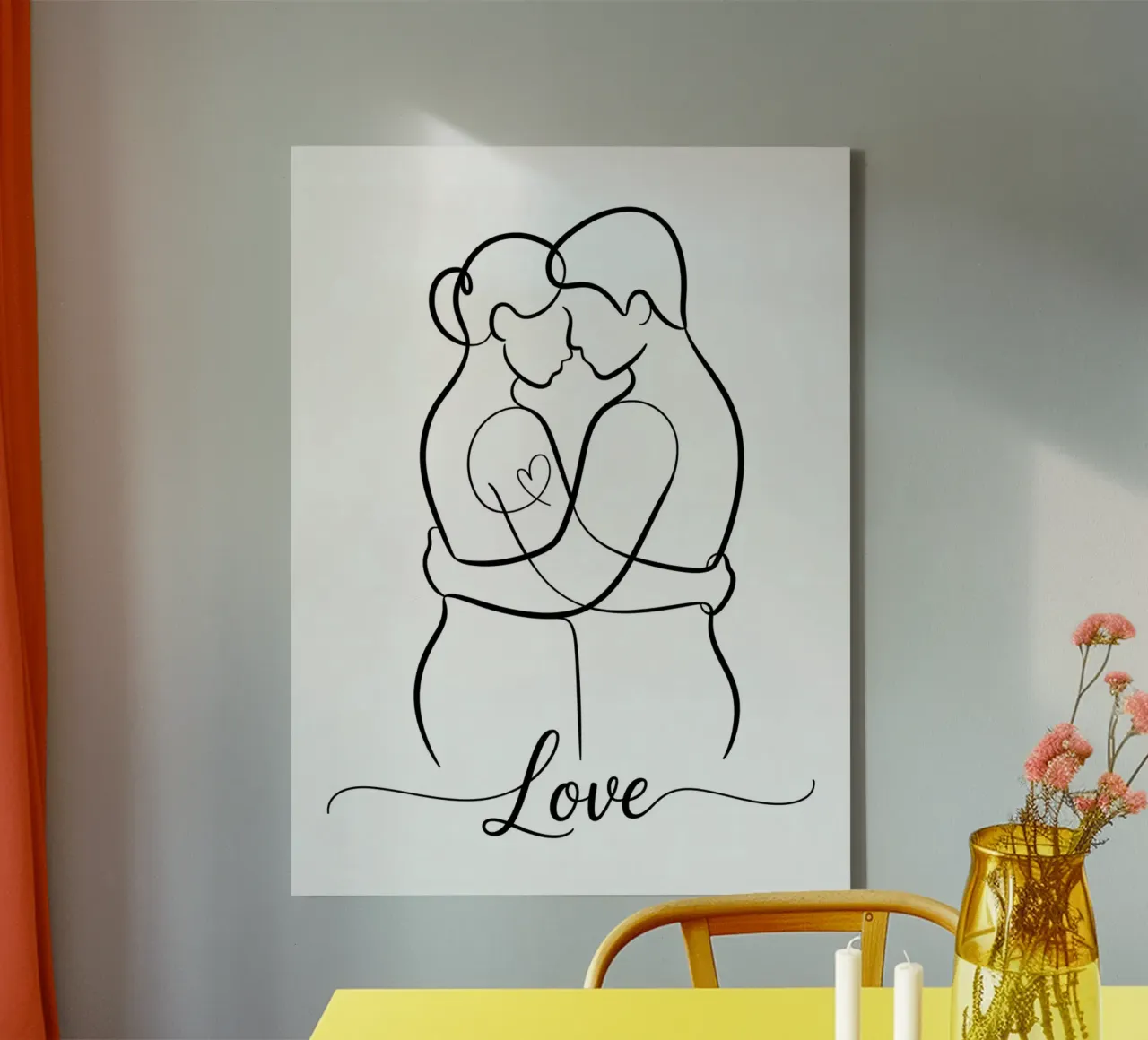 Love Line – Minimalist Couple Art Print in One Stroke canvas by logic