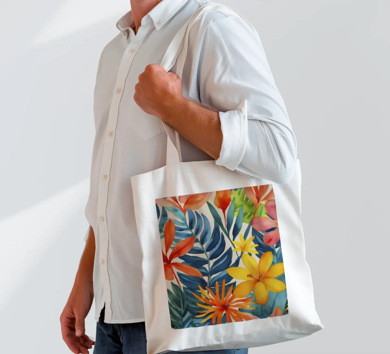 Energia tropicale astratta Wild Bloom borsa in juta da Andrea Haase Modern Home