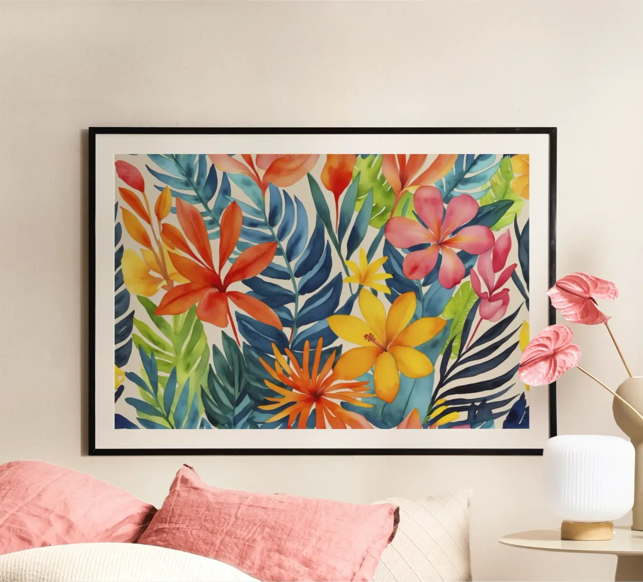 Energia tropicale astratta Wild Bloom poster con telaio in legno da Andrea Haase Modern Home