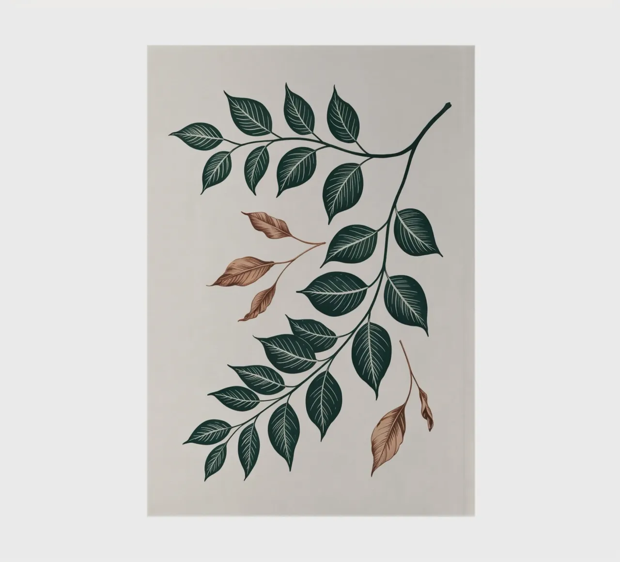 Falling Leaves – Botanical Minimalist Print in Earth Tones notebook by logic