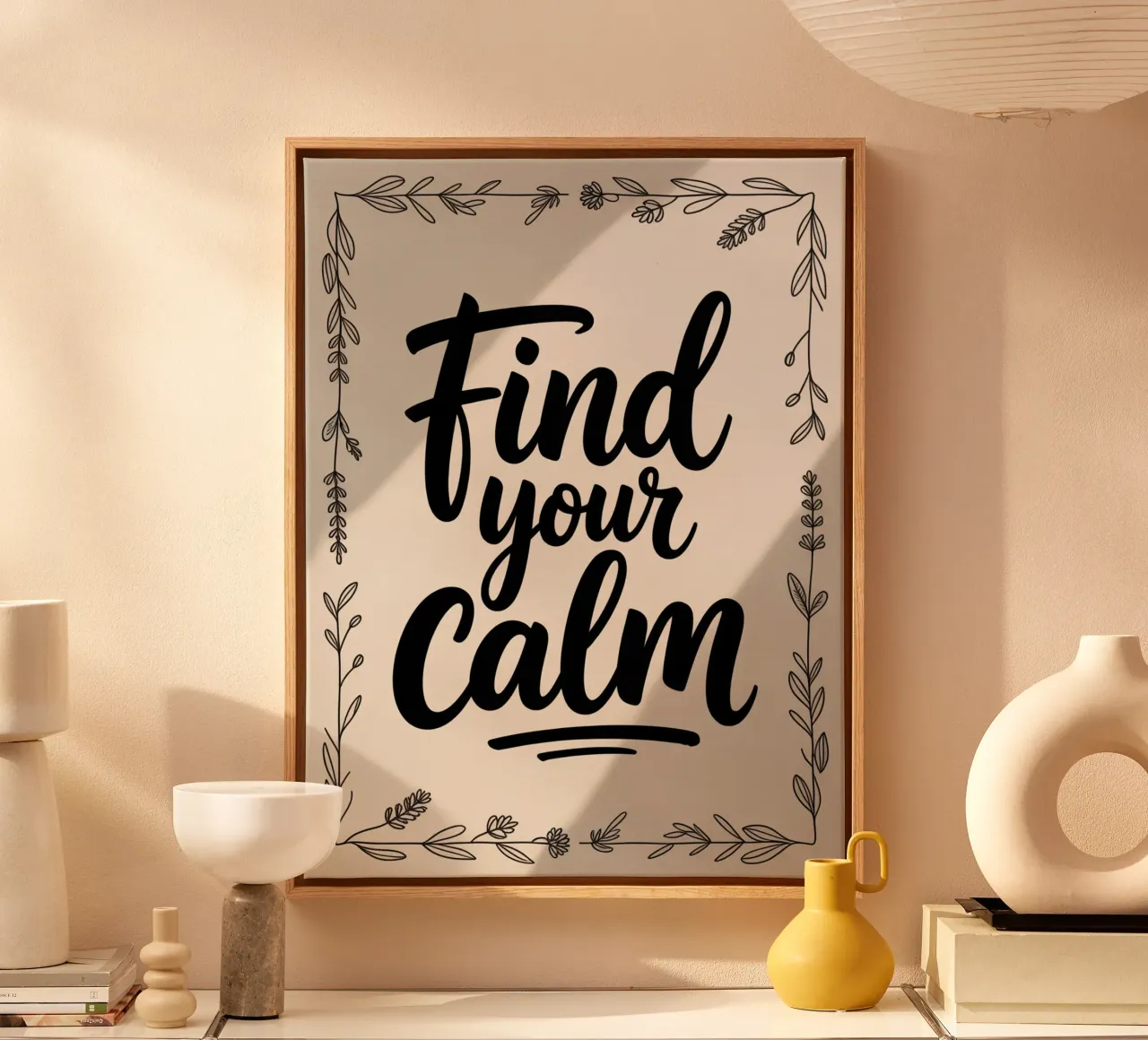 Trouvez votre calme - Poster de citations sur la pleine conscience écrites à la main toile avec Caisse américaine de logic