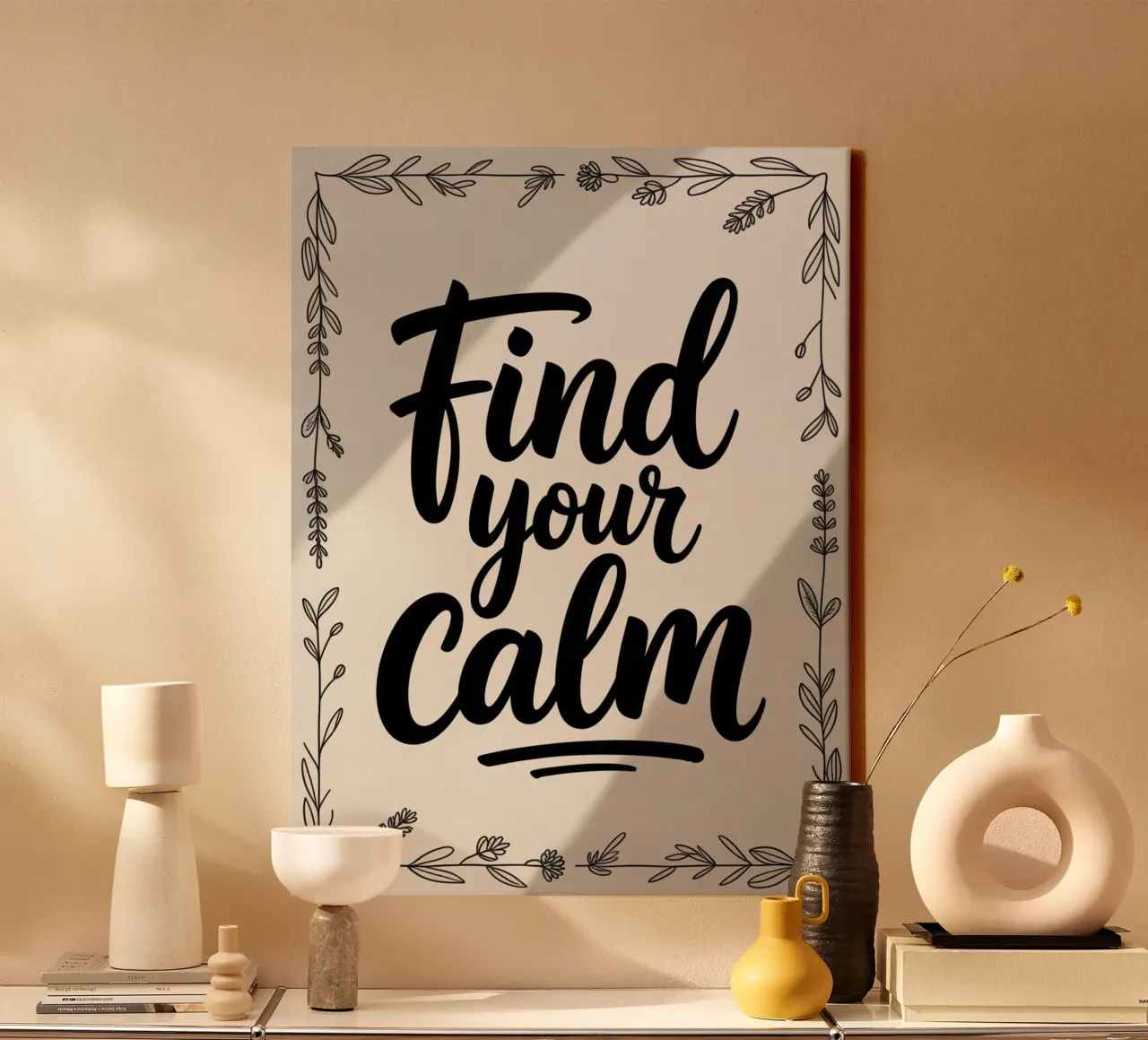 Trouvez votre calme - Poster de citations sur la pleine conscience écrites à la main toile avec Caisse américaine de logic