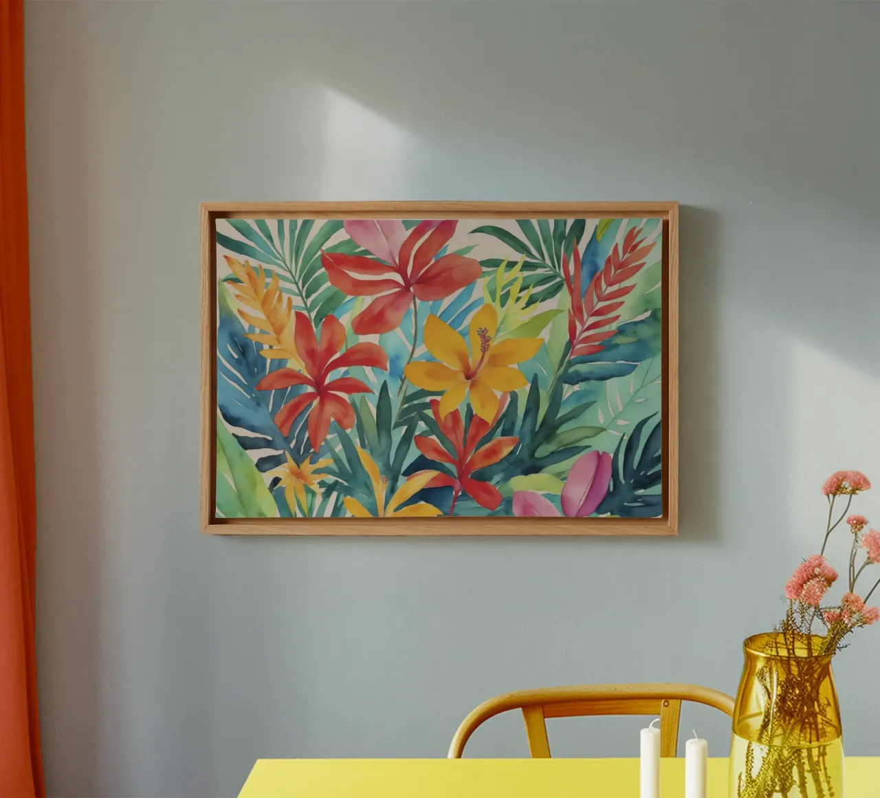 Fogliame floreale per la fuga tropicale moderna tela con Cornice a cassetta da Andrea Haase Modern Home