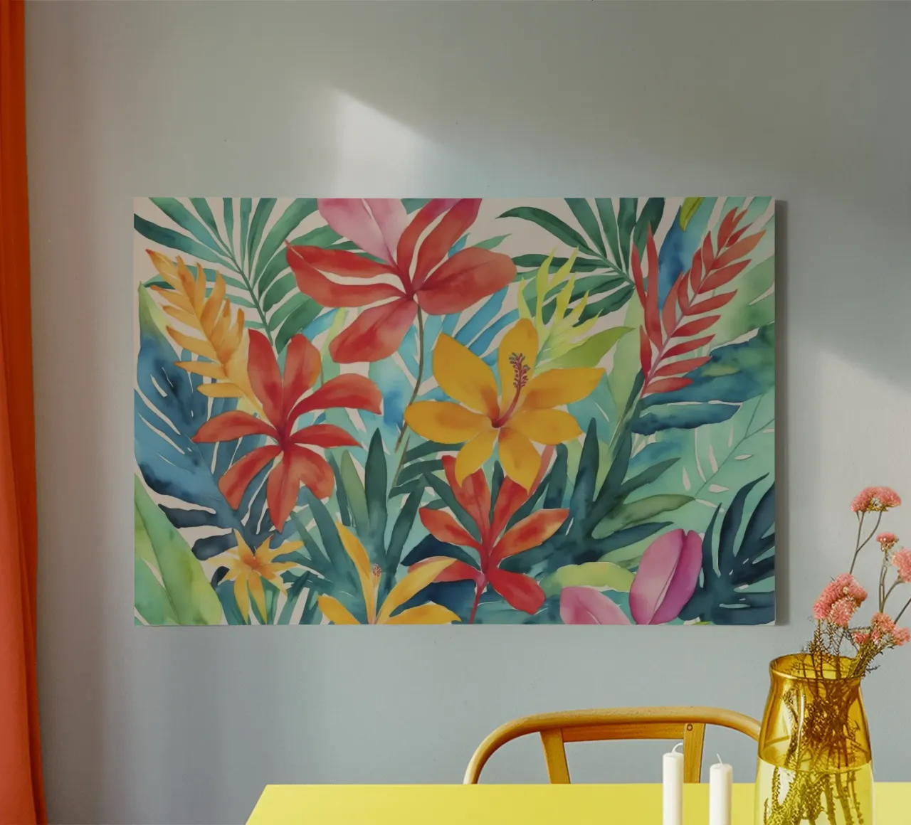 Fogliame floreale per la fuga tropicale moderna tela con Cornice a cassetta da Andrea Haase Modern Home