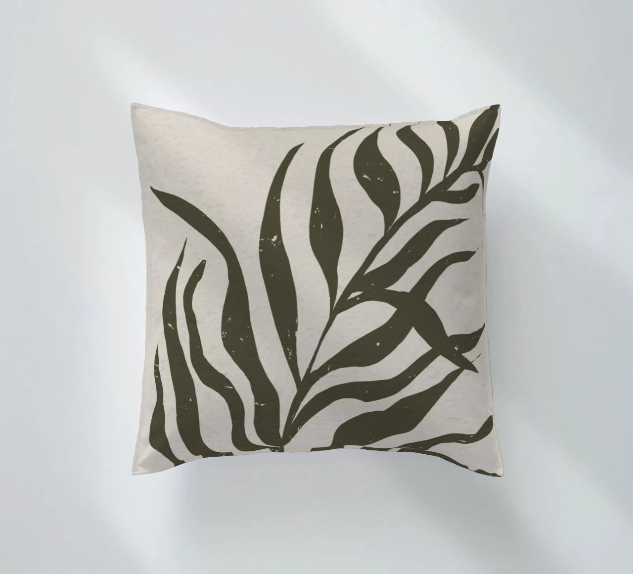 Whispers of the Palm: A Muted Botanical Elegance cuscino da mysteriouscoco